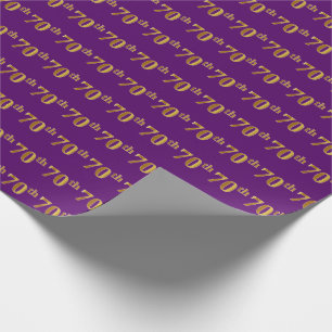 Purple, Faux Gold 70th (Seventieth) Event Wrapping Paper