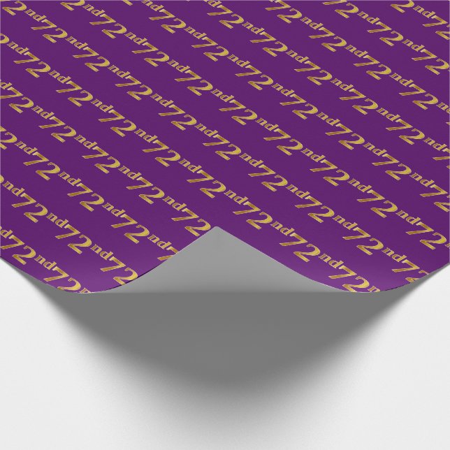 Purple, Faux Gold 72nd (Seventy-Second) Event Wrapping Paper (Corner)