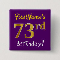 Purple, Faux Gold 73rd Birthday, With Custom Name