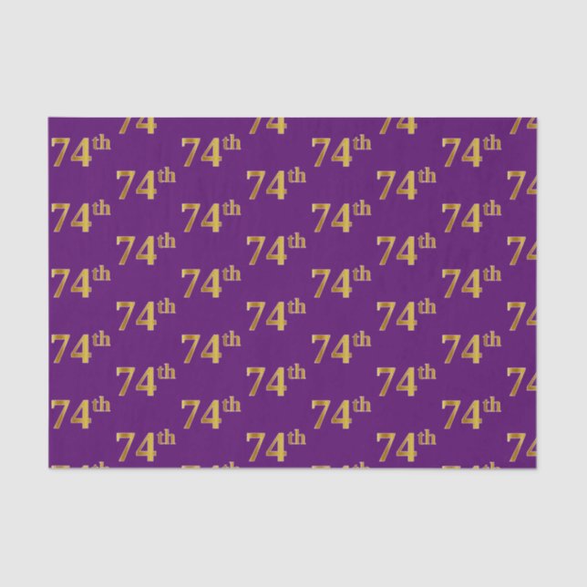Purple, Faux Gold 74th (Seventy-Fourth) Event Tissue Paper (Front)