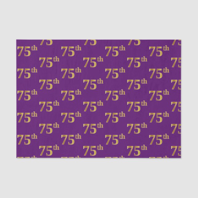 Purple, Faux Gold 75th (Seventy-Fifth) Event Tissue Paper (Front)