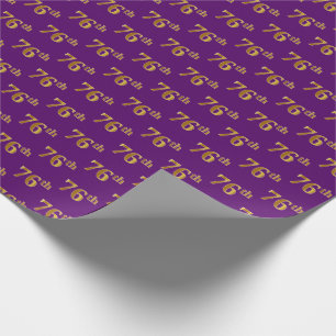 Purple, Faux Gold 76th (Seventy-Sixth) Event Wrapping Paper