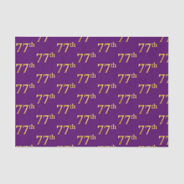 Purple, Faux Gold 77th (Seventy-Seventh) Event Tissue Paper (Front)