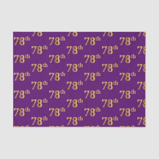Purple, Faux Gold 78th (Seventy-Eighth) Event Tissue Paper (Front)