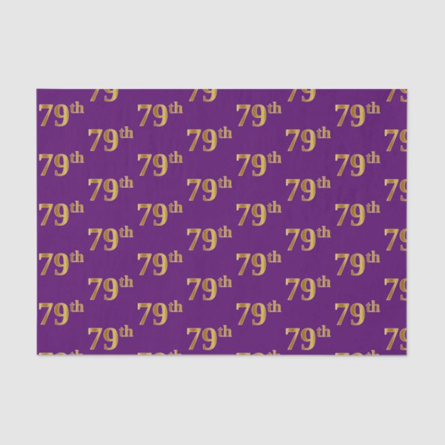 Purple, Faux Gold 79th (Seventy-Ninth) Event Tissue Paper (Front)