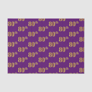 Purple, Faux Gold 80th (Eightieth) Event Tissue Paper