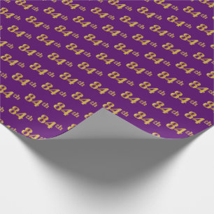 Purple, Faux Gold 84th (Eighty-Fourth) Event Wrapping Paper