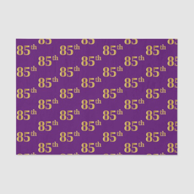 Purple, Faux Gold 85th (Eighty-Fifth) Event Tissue Paper (Front)