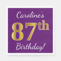 Purple, Faux Gold 87th Birthday + Custom Name