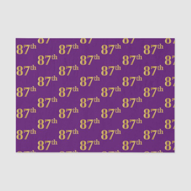 Purple, Faux Gold 87th (Eighty-Seventh) Event Tissue Paper (Front)