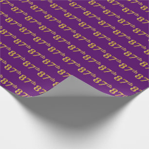 Purple, Faux Gold 87th (Eighty-Seventh) Event Wrapping Paper