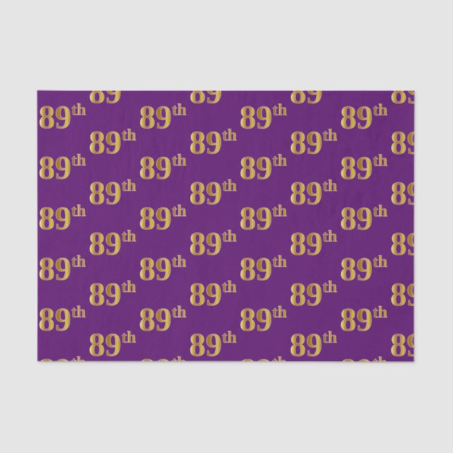 Purple, Faux Gold 89th (Eighty-Ninth) Event Tissue Paper (Front)