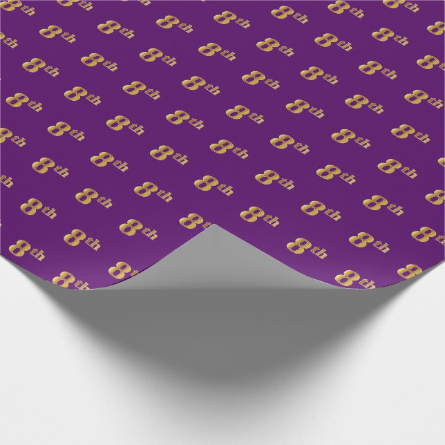 Purple, Faux Gold 8th (Eighth) Event Wrapping Paper (Corner)