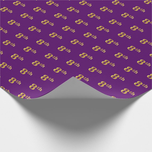 Purple, Faux Gold 8th (Eighth) Event Wrapping Paper (Corner)