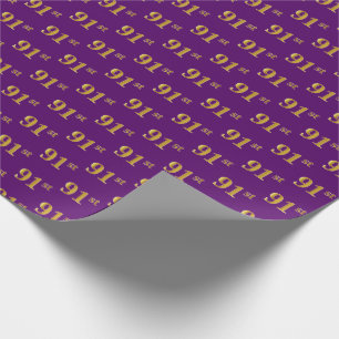Purple, Faux Gold 91st (Ninety-First) Event Wrapping Paper