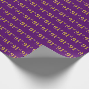 Purple, Faux Gold 91st (Ninety-First) Event Wrapping Paper