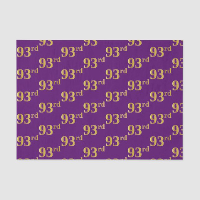 Purple, Faux Gold 93rd (Ninety-Third) Event Tissue Paper (Front)