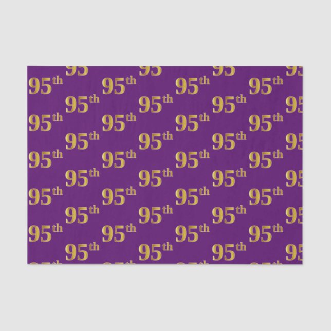 Purple, Faux Gold 95th (Ninety-Fifth) Event Tissue Paper (Front)