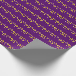 Purple, Faux Gold 95th (Ninety-Fifth) Event Wrapping Paper