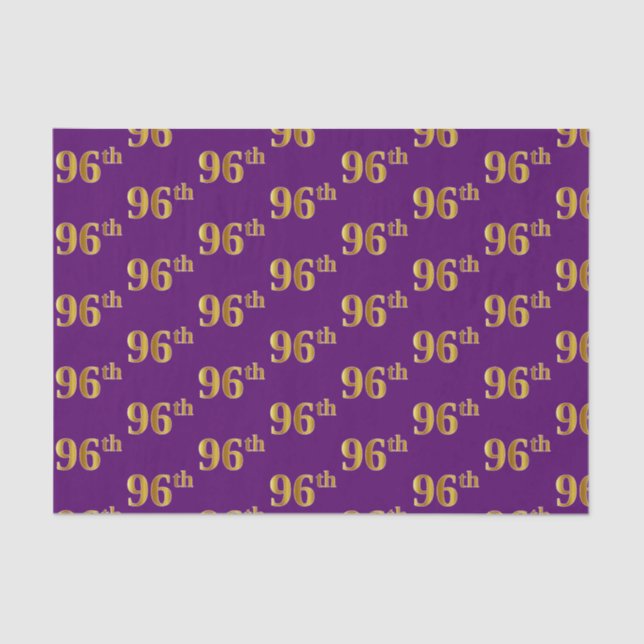 Purple, Faux Gold 96th (Ninety-Sixth) Event Tissue Paper (Front)