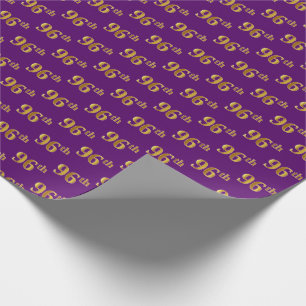 Purple, Faux Gold 96th (Ninety-Sixth) Event Wrapping Paper