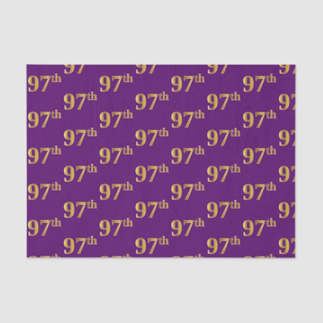 Purple, Faux Gold 97th (Ninety-Seventh) Event Tissue Paper (Front)