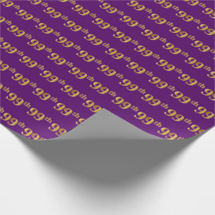 Purple, Faux Gold 99th (Ninety-Ninth) Event Wrapping Paper