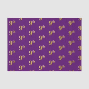 Purple, Faux Gold 9th (Ninth) Event Tissue Paper