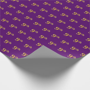 Purple, Faux Gold 9th (Ninth) Event Wrapping Paper