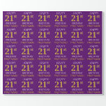 Purple, Faux Gold "HAPPY 21st BIRTHDAY" Wrapping Paper<br><div class="desc">This wrapping paper design features a message like "HAPPY 21st BIRTHDAY",  with the "21st" having a faux/imitation gold appearance. It also features a customisable name,  and a purple coloured background. It could perhaps be used when wrapping gifts being given for somebody’s twenty first birthday. [~Z0000134]</div>