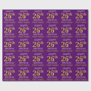 Purple, Faux Gold "HAPPY 26th BIRTHDAY" Wrapping Paper