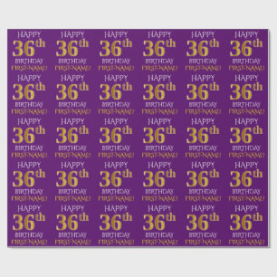 Purple, Faux Gold "HAPPY 36th BIRTHDAY" Wrapping Paper