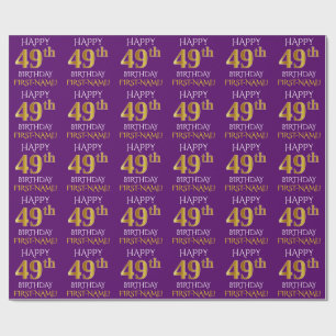 Purple, Faux Gold "HAPPY 49th BIRTHDAY" Wrapping Paper