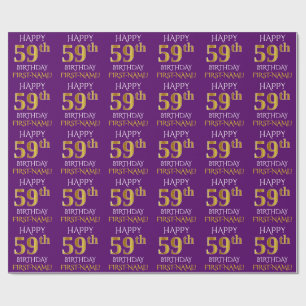 Purple, Faux Gold "HAPPY 59th BIRTHDAY" Wrapping Paper