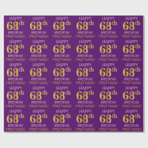 Purple, Faux Gold "HAPPY 68th BIRTHDAY" Wrapping Paper