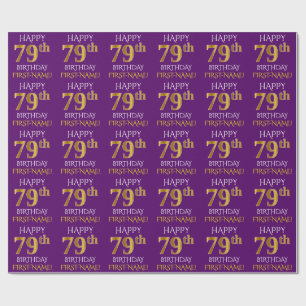 Purple, Faux Gold "HAPPY 79th BIRTHDAY" Wrapping Paper