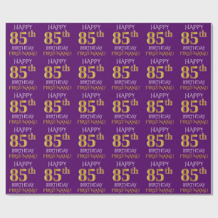 Purple, Faux Gold "HAPPY 85th BIRTHDAY" Wrapping Paper
