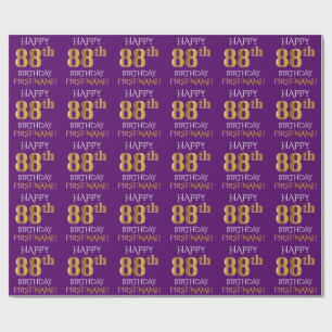 Purple, Faux Gold "HAPPY 88th BIRTHDAY" Wrapping Paper
