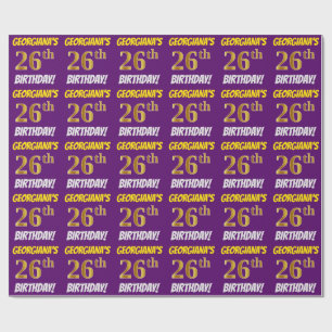 Purple, Faux/Imitation Gold, "26th BIRTHDAY" Wrapping Paper