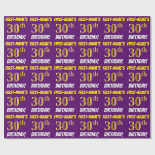 Purple, Faux/Imitation Gold, "30th BIRTHDAY" Wrapping Paper