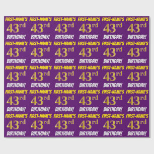 Purple, Faux/Imitation Gold, "43rd BIRTHDAY" Wrapping Paper
