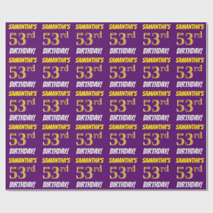 Purple, Faux/Imitation Gold, "53rd BIRTHDAY" Wrapping Paper