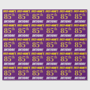 Purple, Faux/Imitation Gold, "85th BIRTHDAY" Wrapping Paper