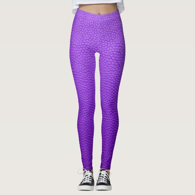 Purple faux leather dragon scale style leggings (Front)