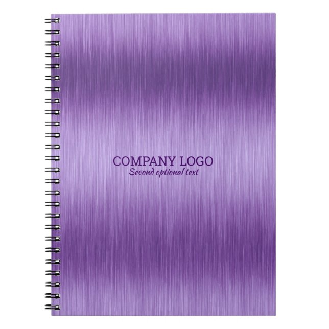 Purple faux metallic brushed aluminum texture notebook (Front)