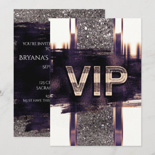 Purple Faux Metallic Gold VIP Party Invitation
