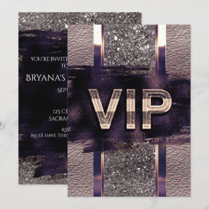 Purple & Faux Metallic VIP Party Invitation