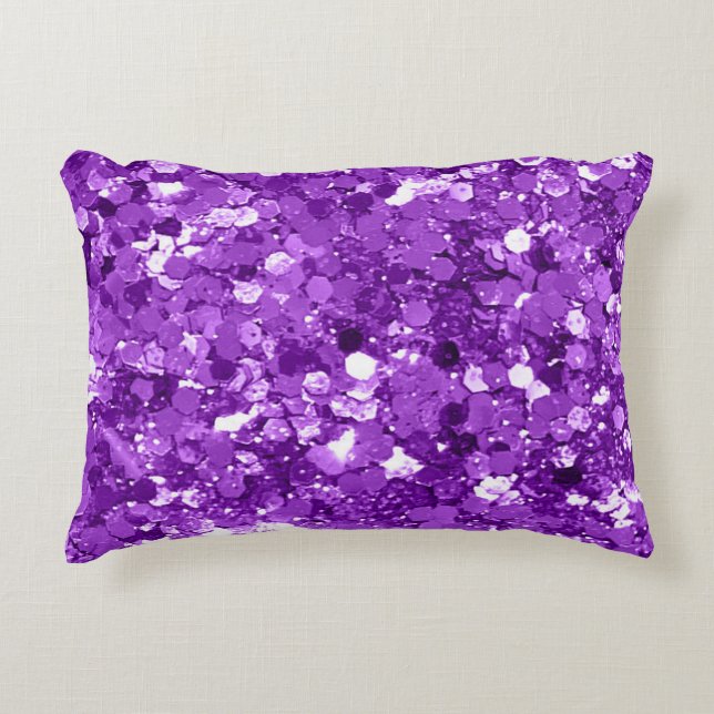 Purple Faux Sequin Glitter Pop Of Luxury Decorative Cushion (Front)