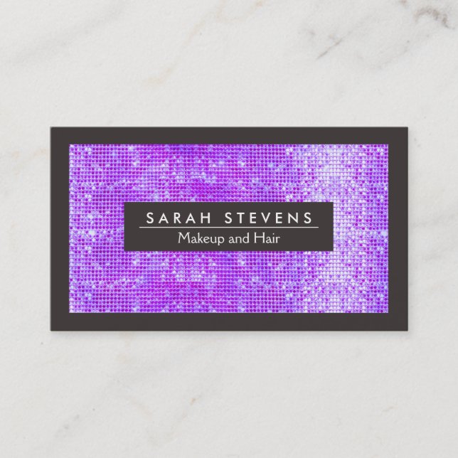 Purple  FAUX Sequins Fashion and Beauty Business Card (Front)