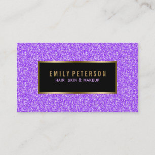 Purple Fax Glitter With Black And Gold Accents Business Card